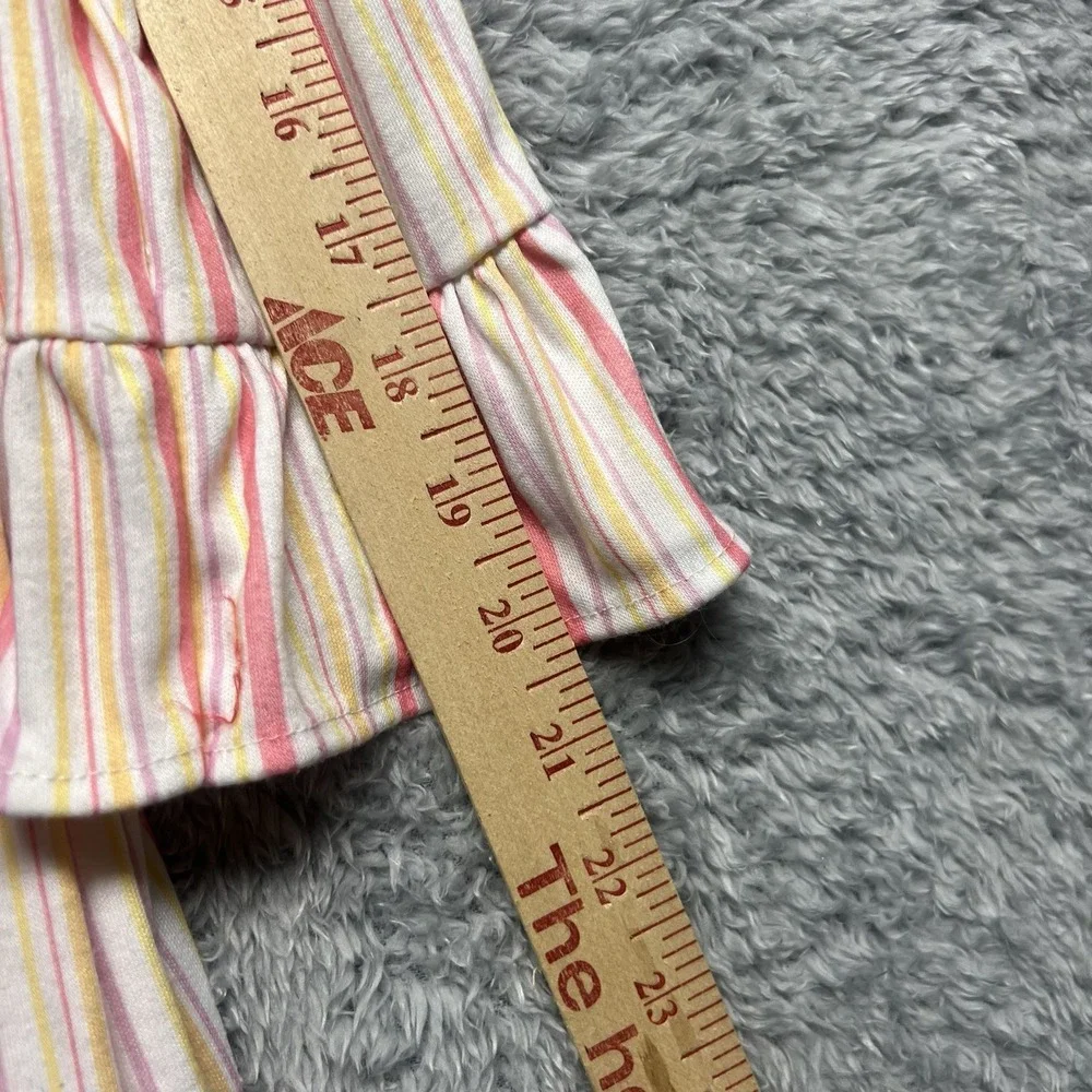American Girl Nightgown Girls Medium Pink Striped Ruffles Placket Bodice Retired